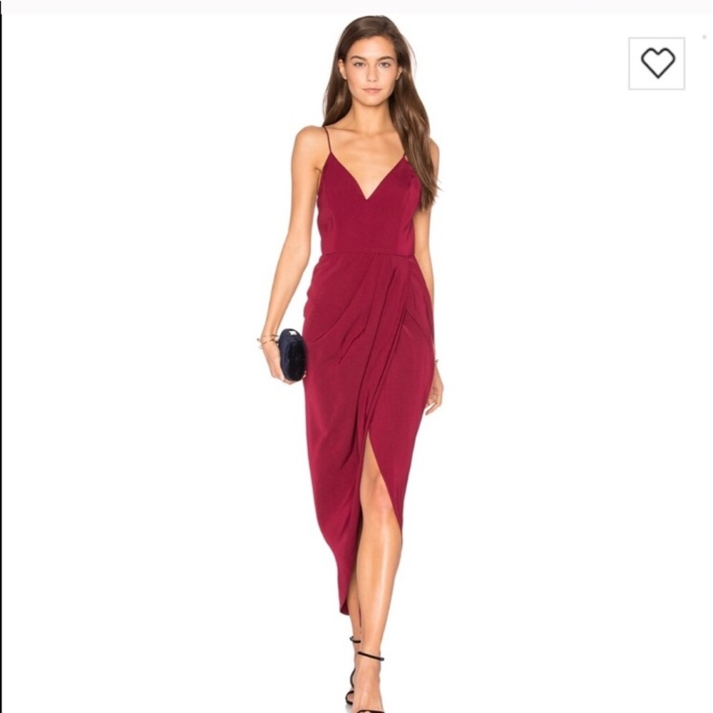 Shona Joy burgundy core cocktail wrap dress